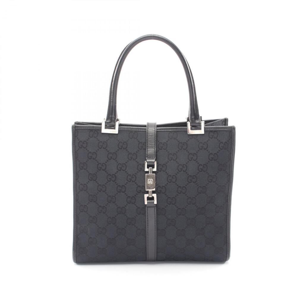 Gucci Jackie GG Canvas Top Handle Bag Leather Black